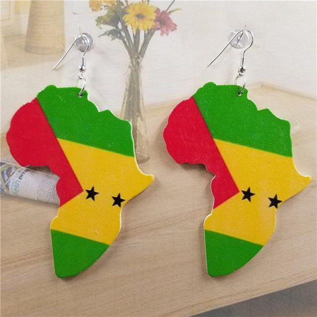 Africa Earrings - Flag of São Tomé and Príncipe