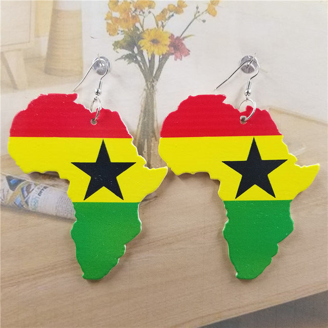 Africa Earrings - Flag of Ghana