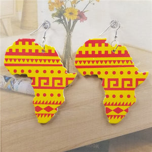 Africa Earrings - Red and Yellow Print