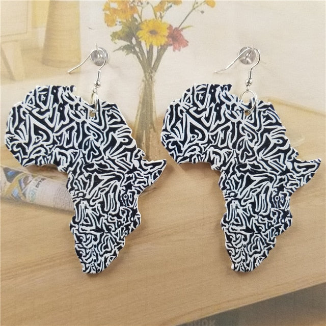 Africa Earrings -  Abstract Black and White