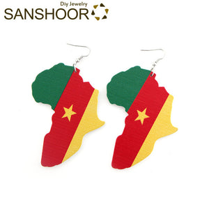 Africa Earrings - Flag of Cameroon